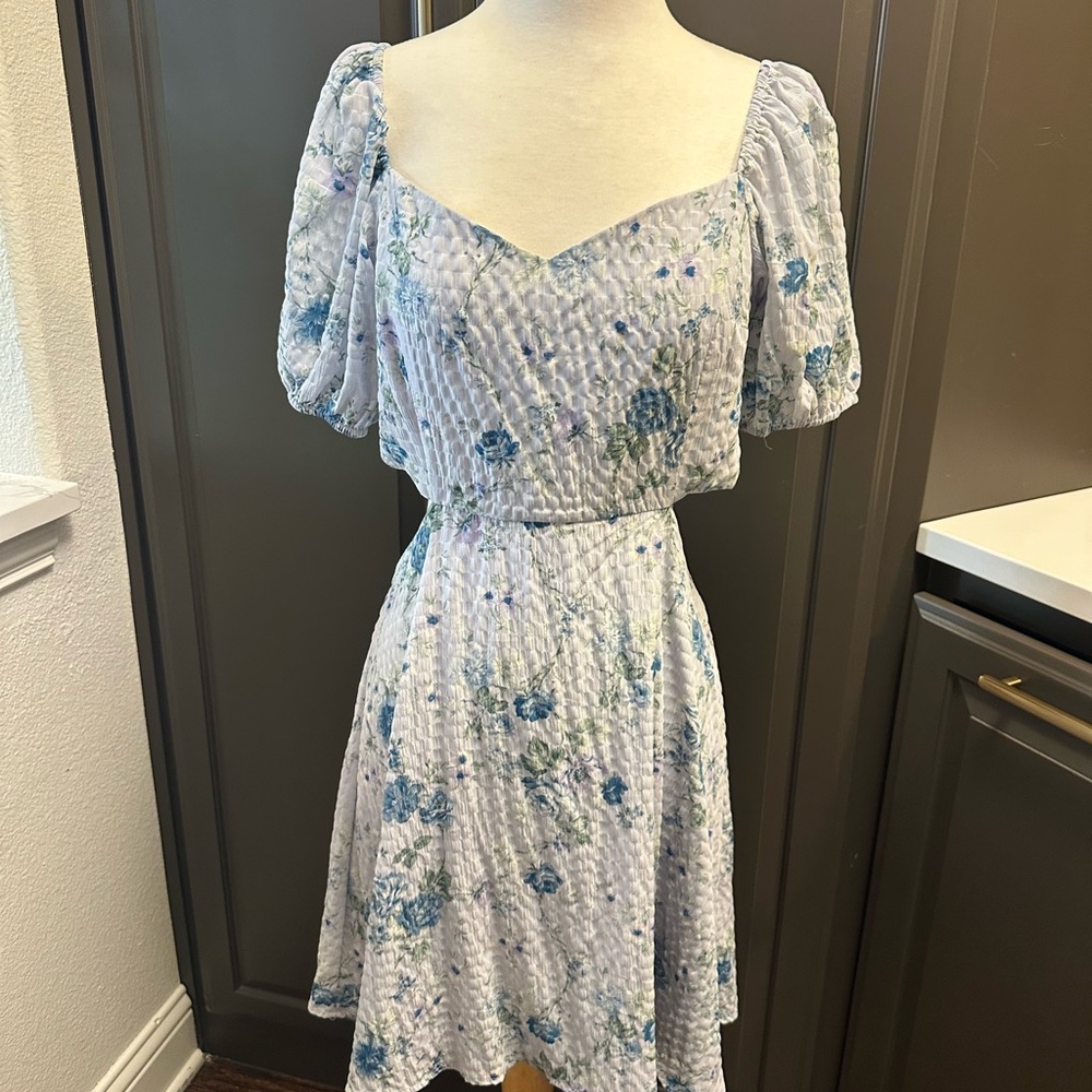 Altar'd State Blue Floral Mini Dress-size XL